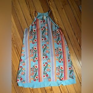 Pink Rose floral design halter neck sundress Size M